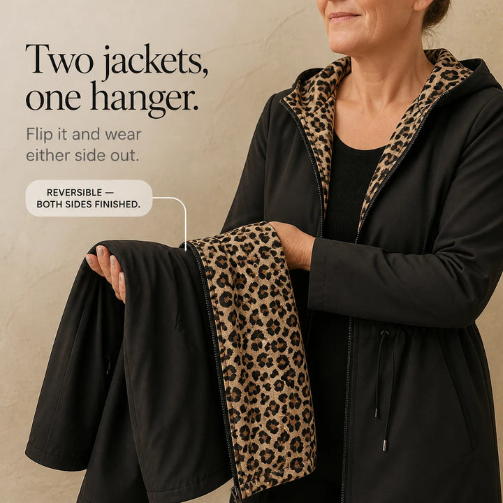 Dames Omkeerbare Luipaardprint Jas met Capuchon - Twee Looks