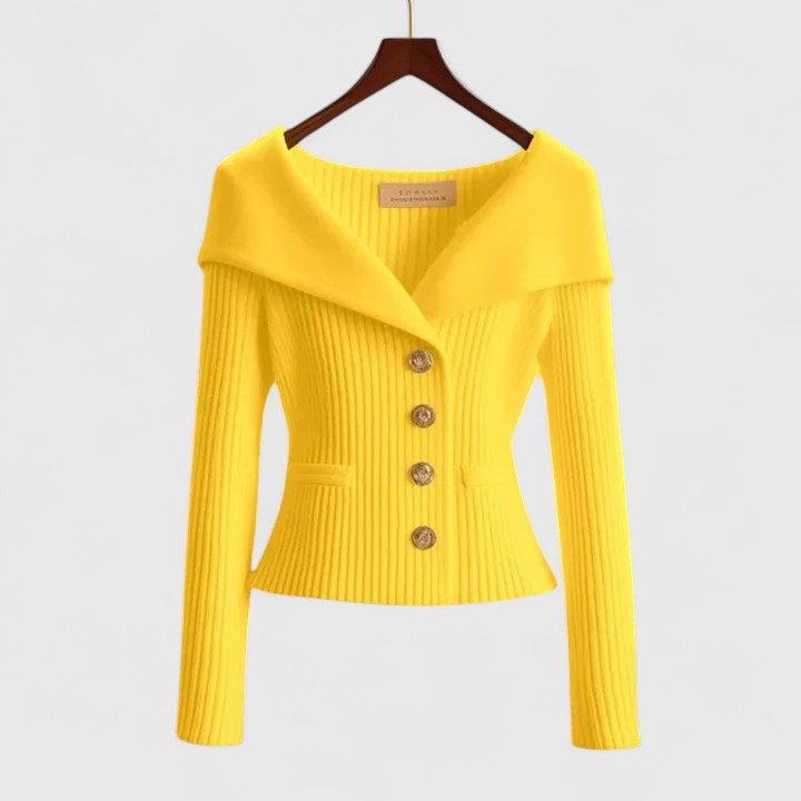 Dames Open Cardigan Gebreid in geel, Tien Kleuren