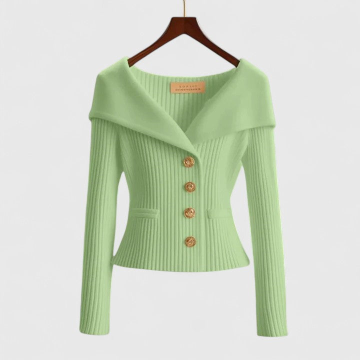 Dames Open Cardigan Gebreid in groen, Tien Kleuren