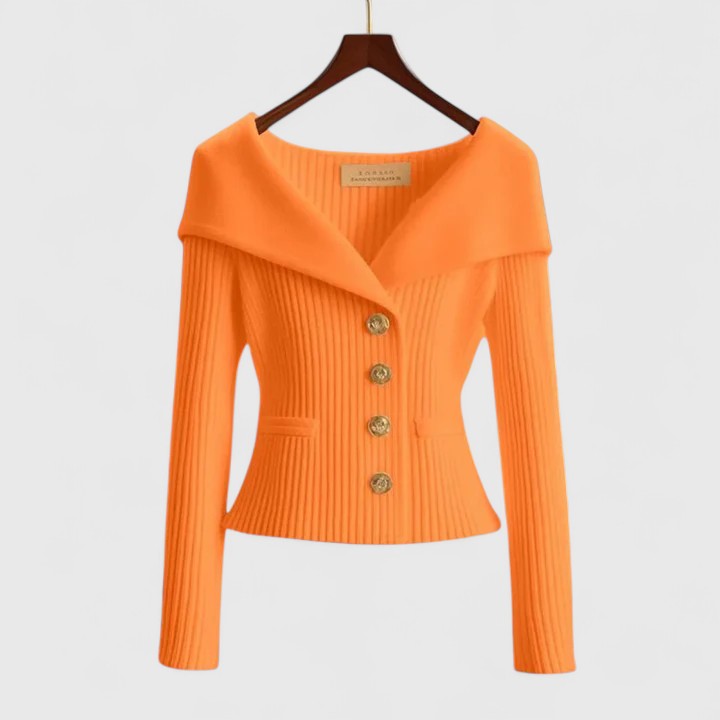 Dames Open Cardigan Gebreid in oranje, Tien Kleuren