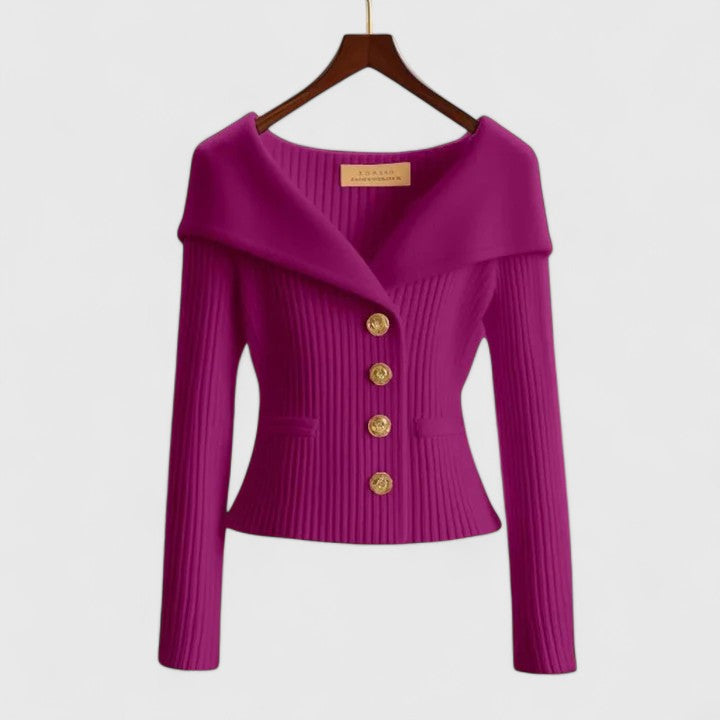Dames Open Cardigan Gebreid in paars, Tien Kleuren