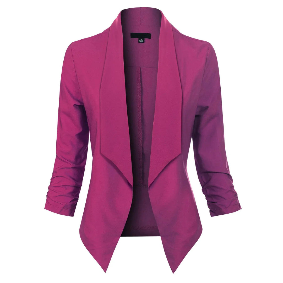 Dames Open-Front Blazer met Drapering in paars, Klassieke Snit