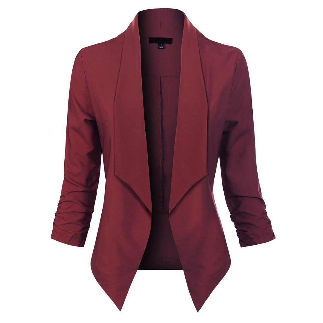 Dames Open-Front Blazer met Drapering in rood, Klassieke Snit