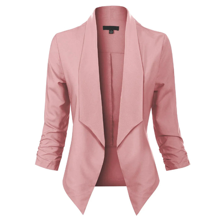Dames Open-Front Blazer met Drapering in roze, Klassieke Snit