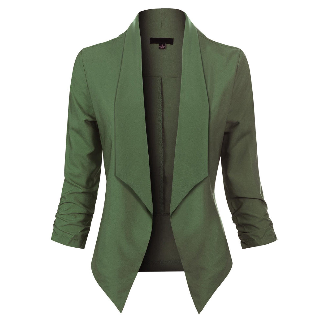 Dames Open-Front Blazer met Drapering - Klassieke Snit