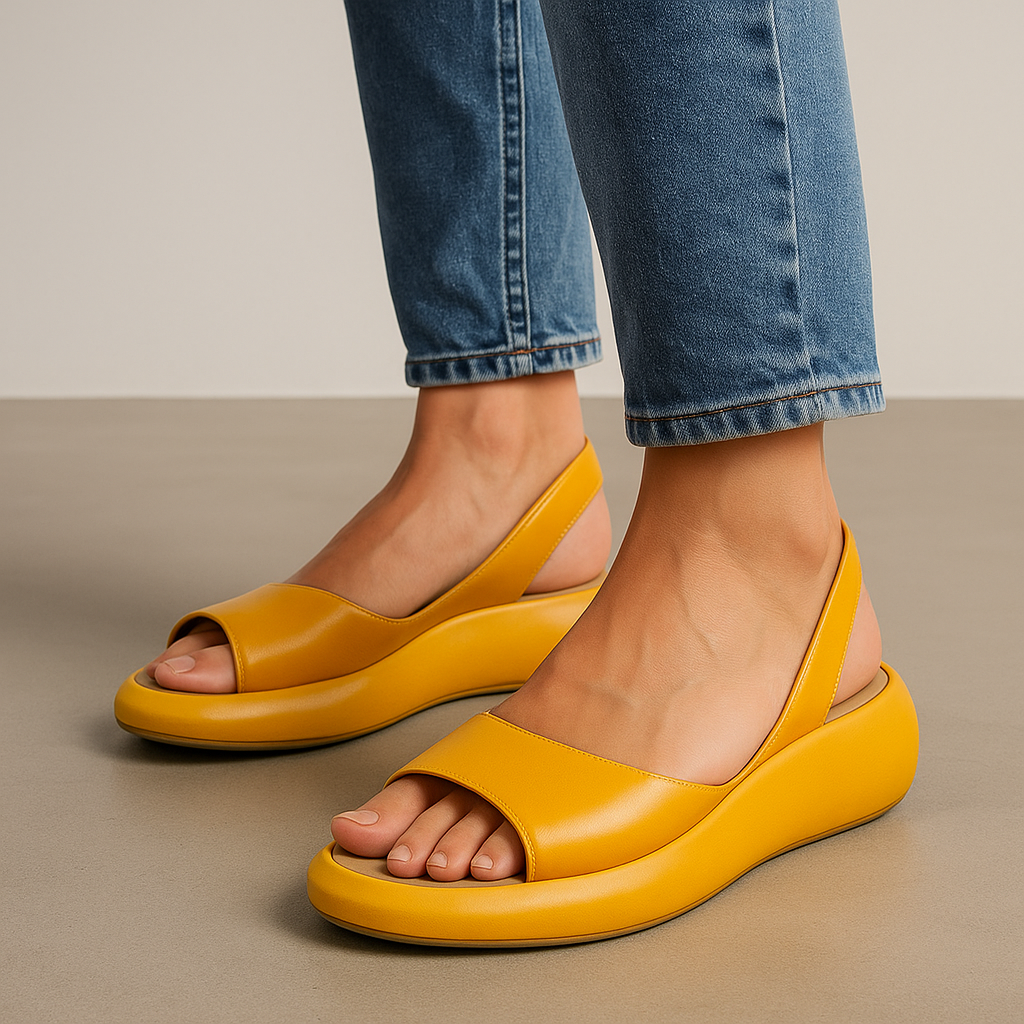 Dames Open Teen Slingback Sandaal - Zomerse Casual Stijl - Geel