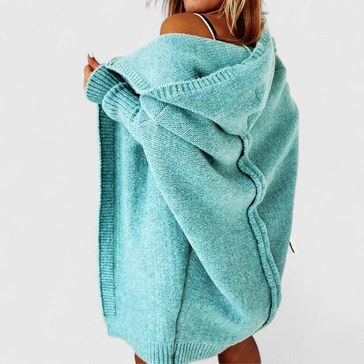 Dames Oversized Cardigan in blauw, Comfortabele Gebreide Vest