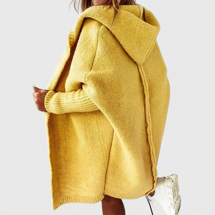 Dames Oversized Cardigan in geel, Comfortabele Gebreide Vest