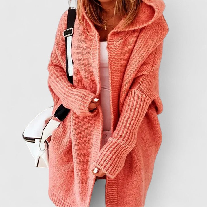 Dames Oversized Cardigan in oranje, Comfortabele Gebreide Vest