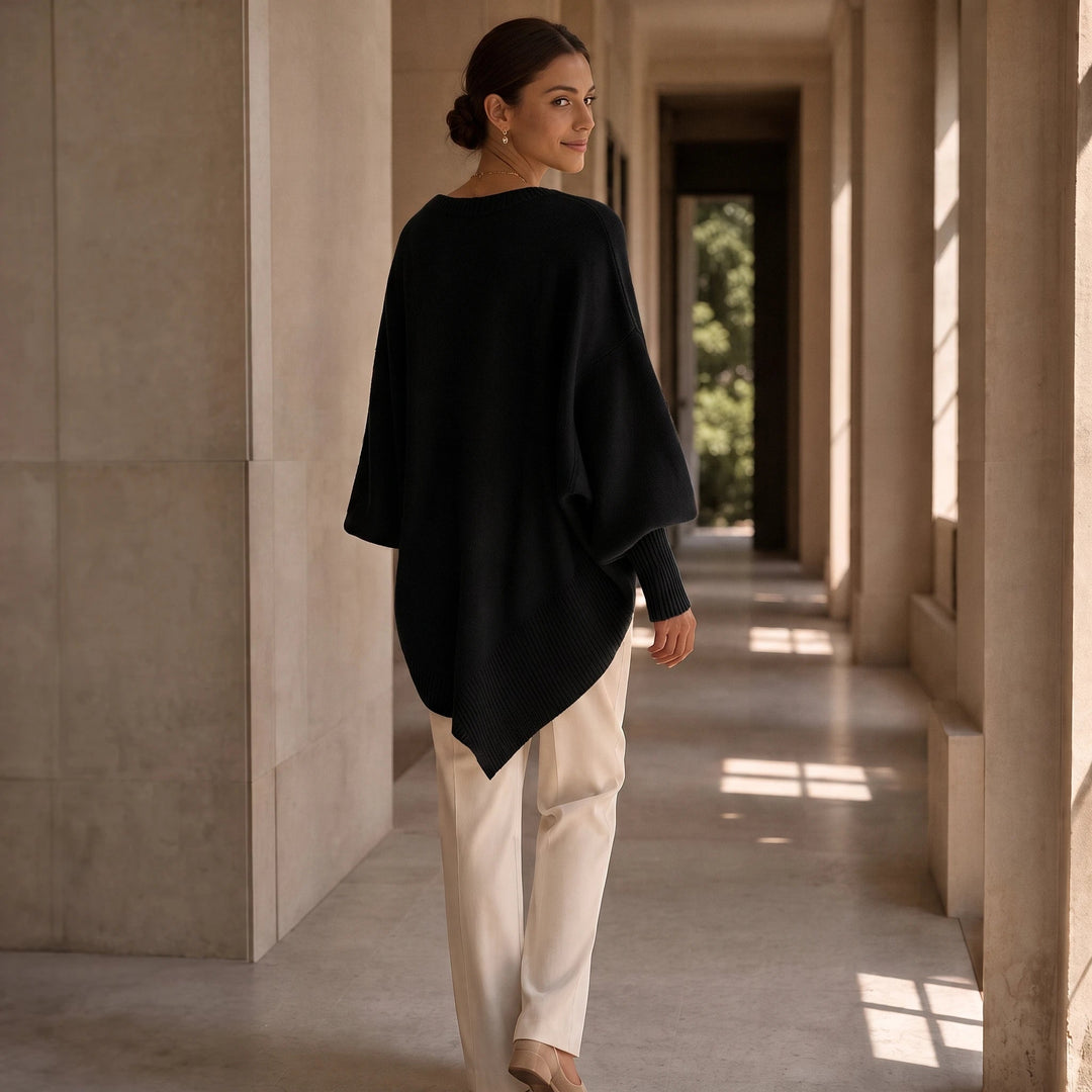 Dames oversized V-hals gebreide trui - Zacht en soepel