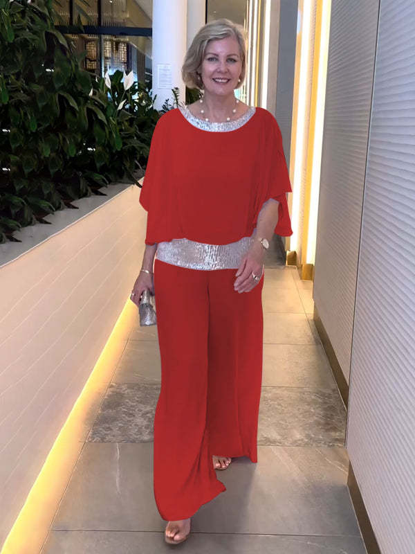 Dames Pailletten Elegant Set - Chique Avondoutfit - Rood
