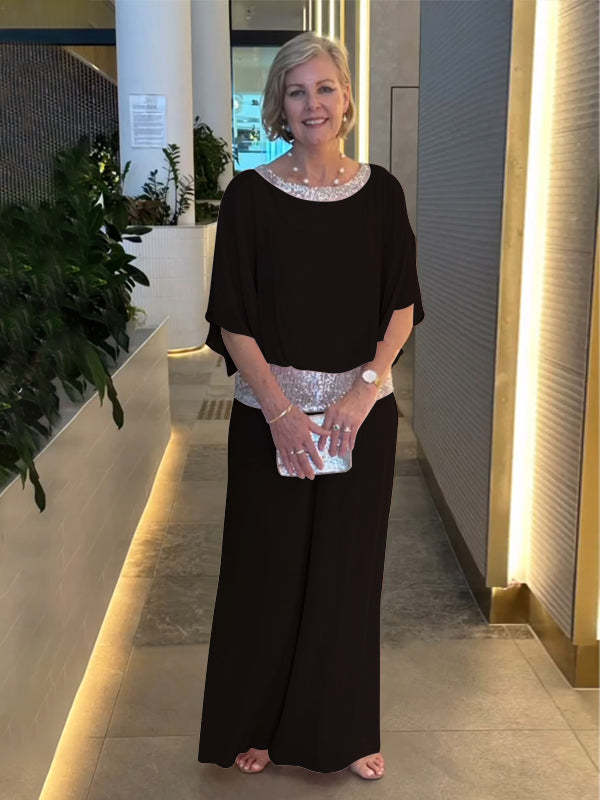 Dames Pailletten Elegant Set - Chique Avondoutfit - Zwart