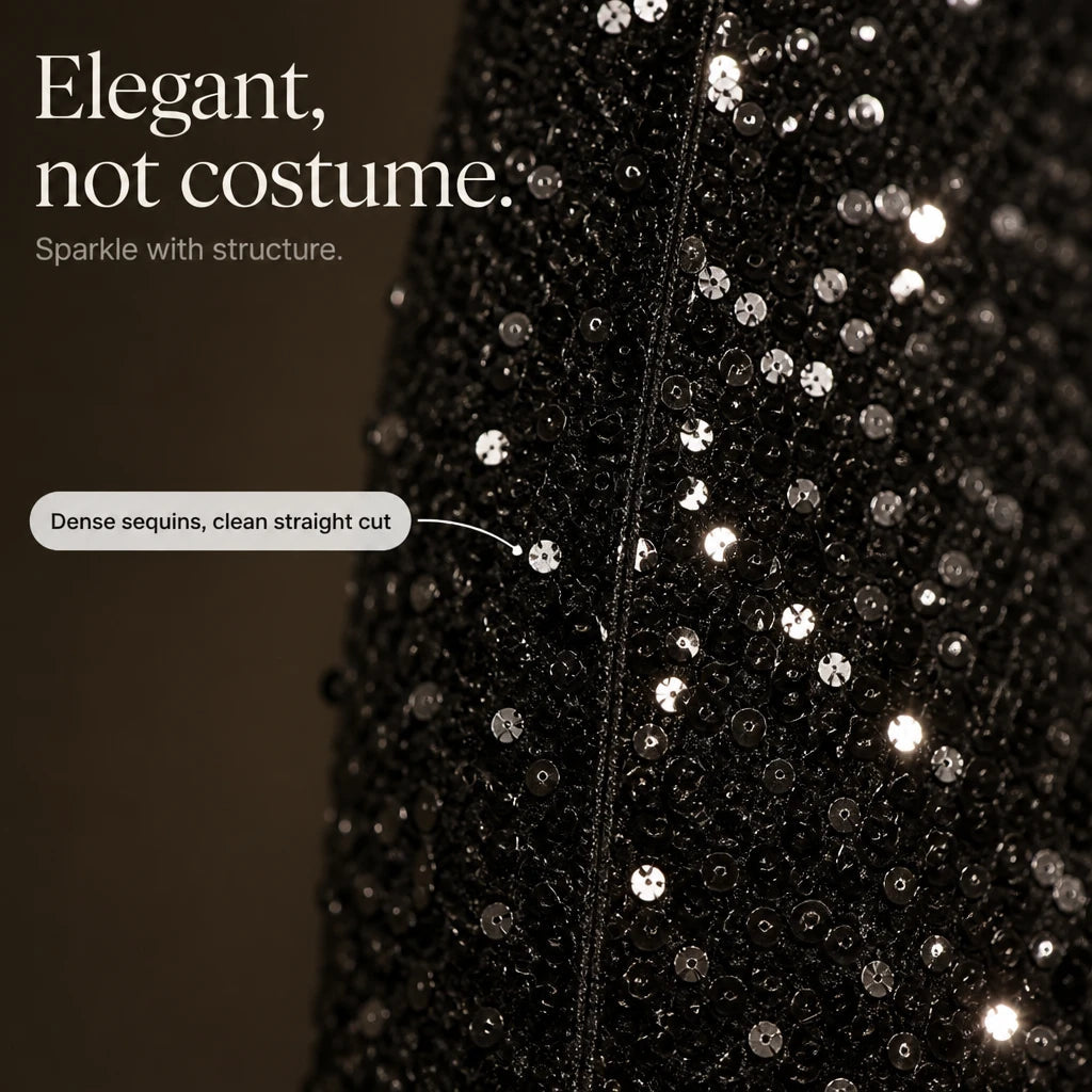 Dames Pailletten Rechte Broek - Feestelijk Glitter