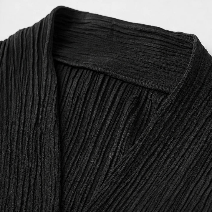 Dames Plissé Peplum Bloemenkant Pak - Elegant Tweedelig