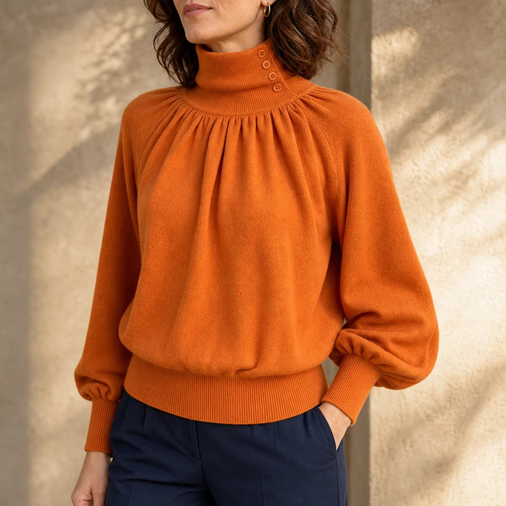 Dames Plooien Schouder Lantern Mouw Trui - Casual