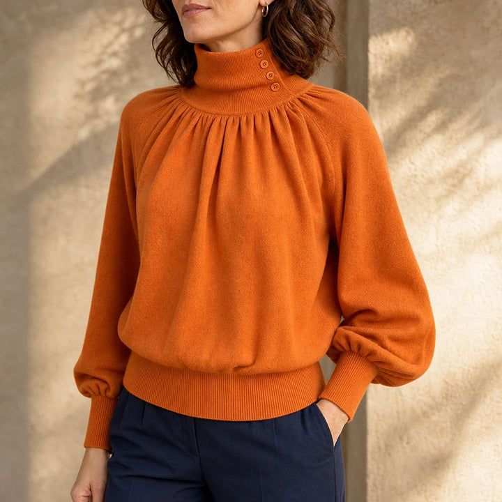 Dames Plooien Schouder Lantern Mouw Trui - Casual