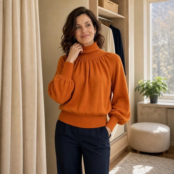 Dames Plooien Schouder Lantern Mouw Trui - Casual
