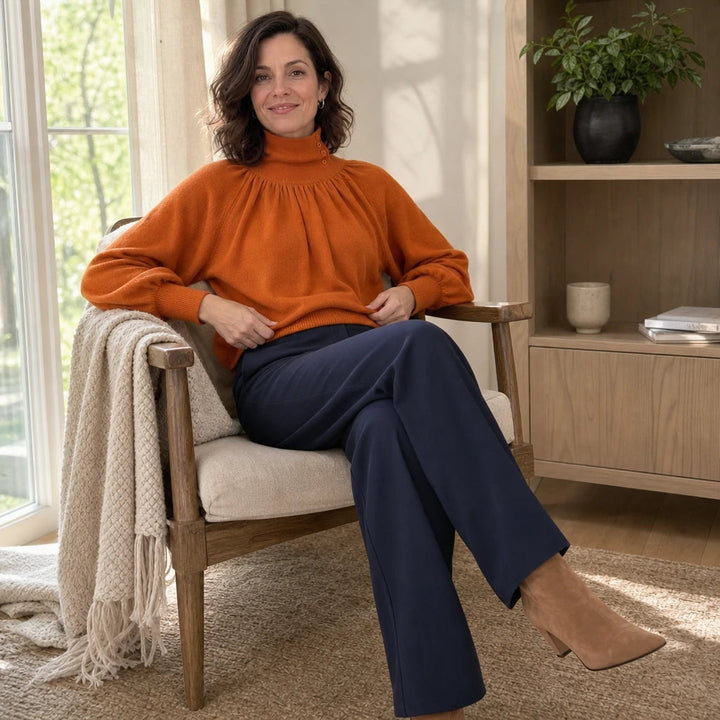 Dames Plooien Schouder Lantern Mouw Trui - Casual