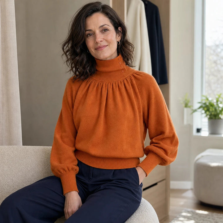 Dames Plooien Schouder Lantern Mouw Trui - Casual