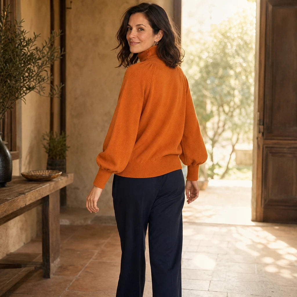 Dames Plooien Schouder Lantern Mouw Trui - Casual