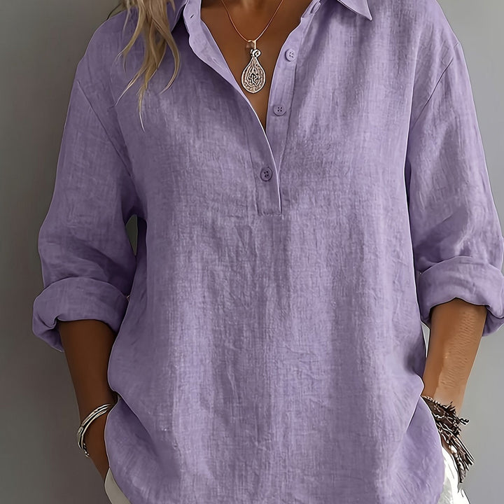 Dames Relaxed Blouse met Kraag in lichtpaars, Elegant Casual