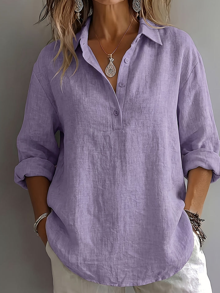 Dames Relaxed Blouse met Kraag - Elegant Casual