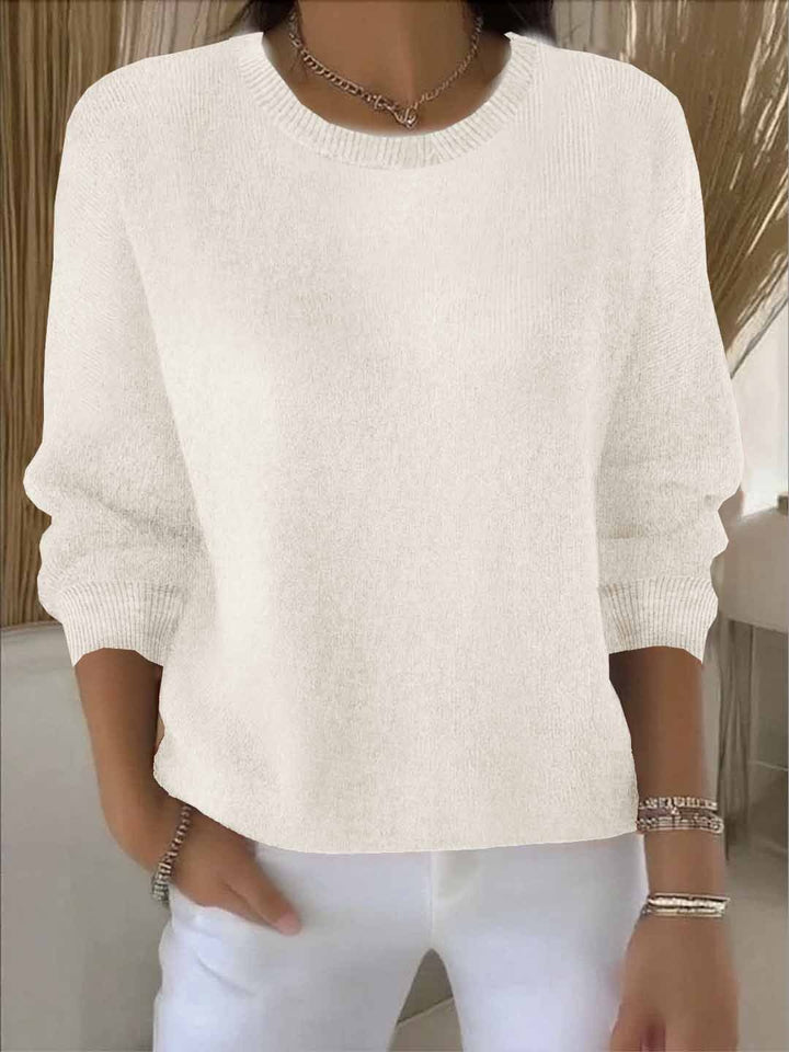 Dames Relaxed Sweater in crème, Comfortabele Gebreide Trui