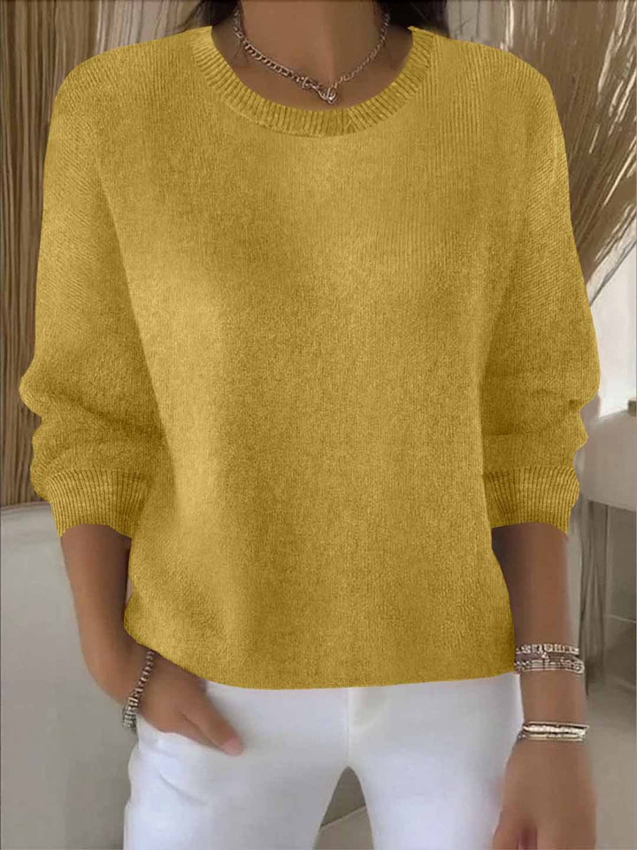 Dames Relaxed Sweater in geel, Comfortabele Gebreide Trui