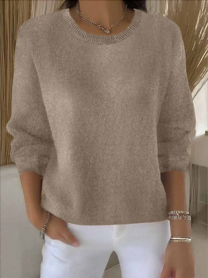 Dames Relaxed Sweater in khaki, Comfortabele Gebreide Trui