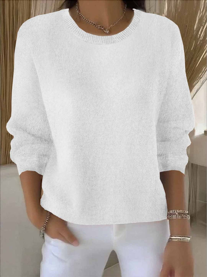 Dames Relaxed Sweater in wit, Comfortabele Gebreide Trui