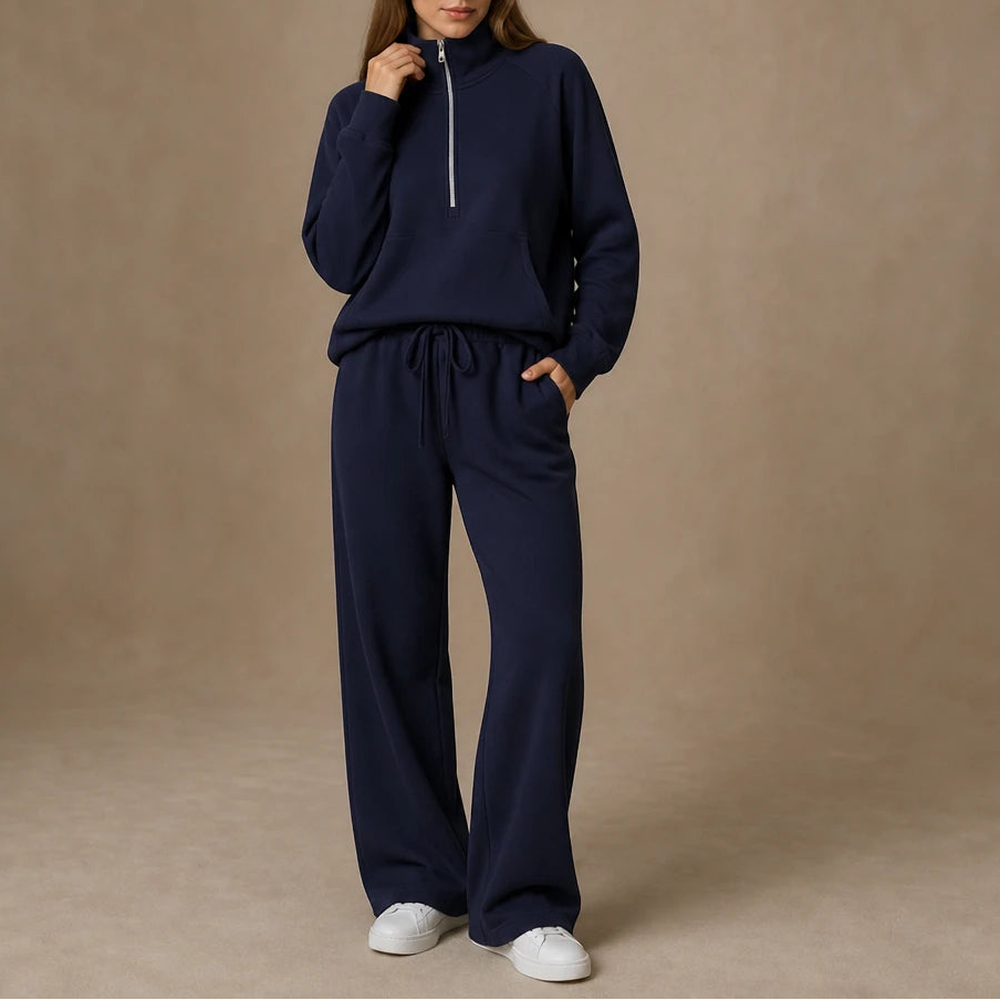 Dames Ribfluweel Oversized Set in bourgondië, Loungewear Comfort