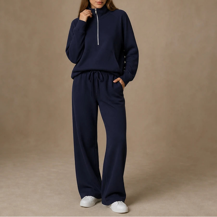 Dames Ribfluweel Oversized Set in bourgondië, Loungewear Comfort