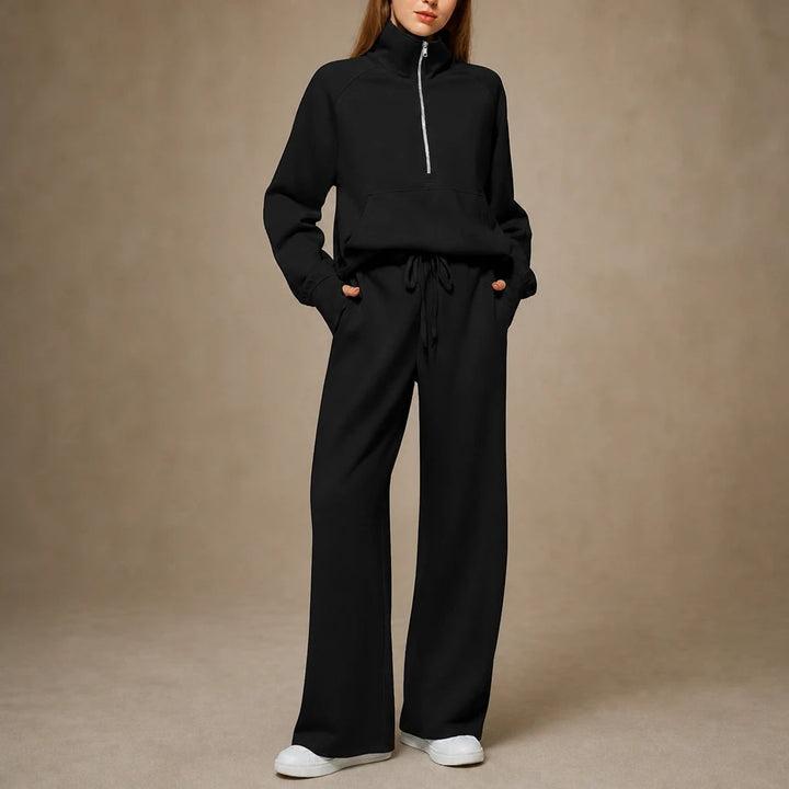 Dames Ribfluweel Oversized Set in donkergrijs, Loungewear Comfort