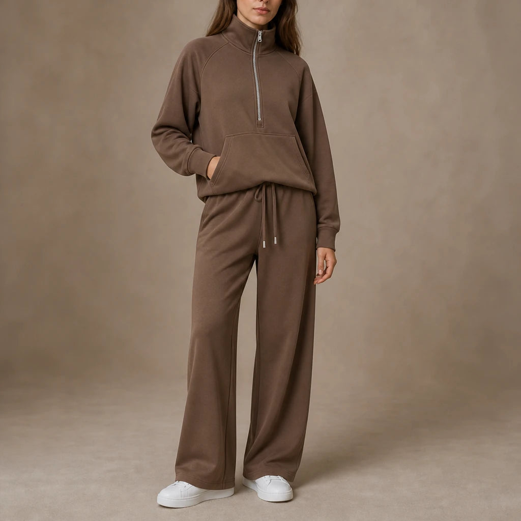 Dames Ribfluweel Oversized Set in groen, Loungewear Comfort