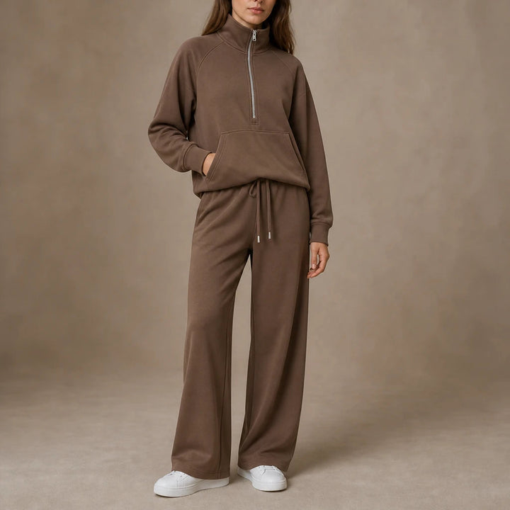 Dames Ribfluweel Oversized Set in groen, Loungewear Comfort