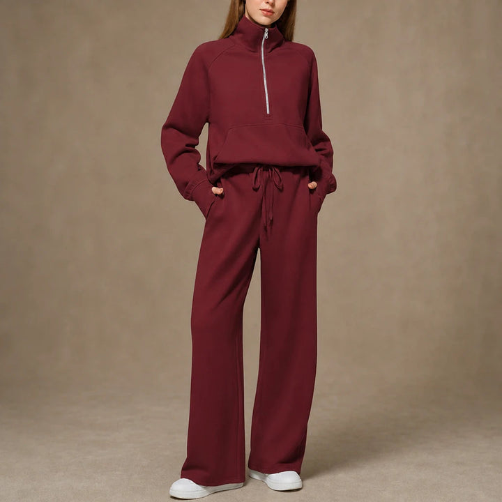 Dames Ribfluweel Oversized Set in licht kaki, Loungewear Comfort