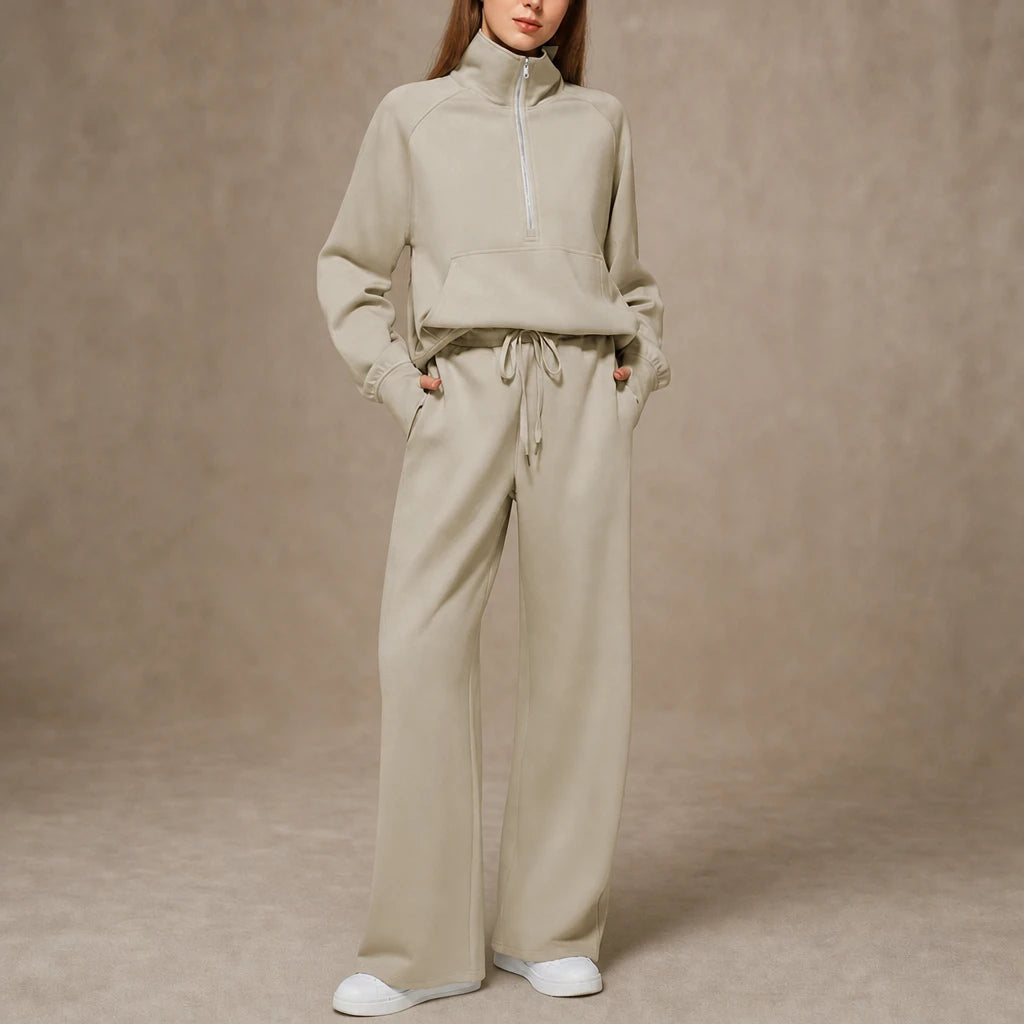 Dames Ribfluweel Oversized Set in lichtgrijs, Loungewear Comfort
