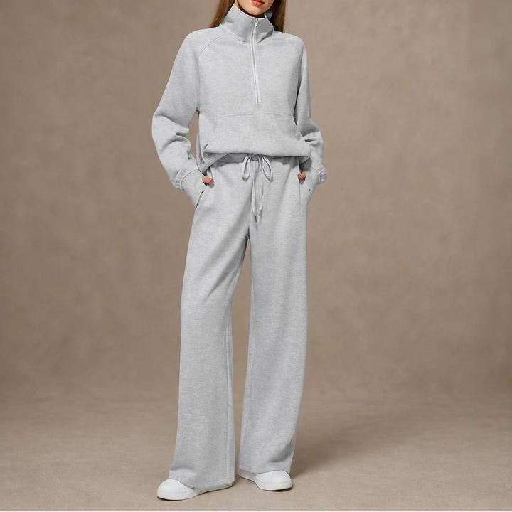 Dames Ribfluweel Oversized Set in wit, Loungewear Comfort