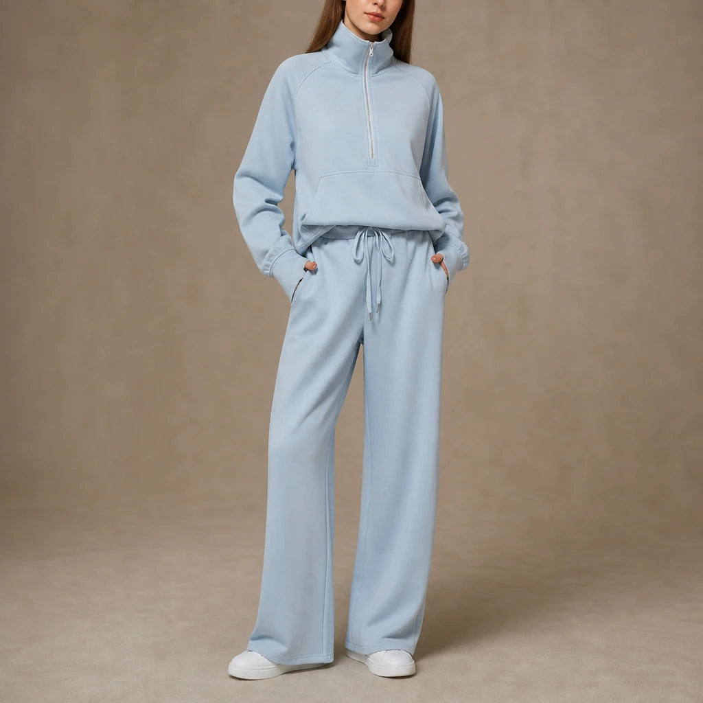 Dames Ribfluweel Oversized Set in zwart, Loungewear Comfort