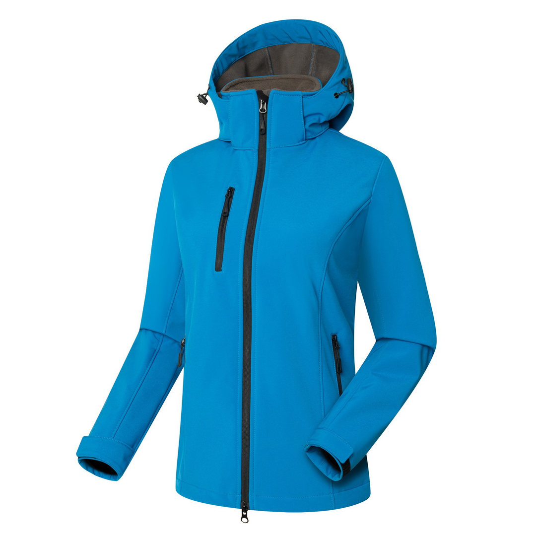 Dames softshell jas met capuchon - Windproof - Blauw