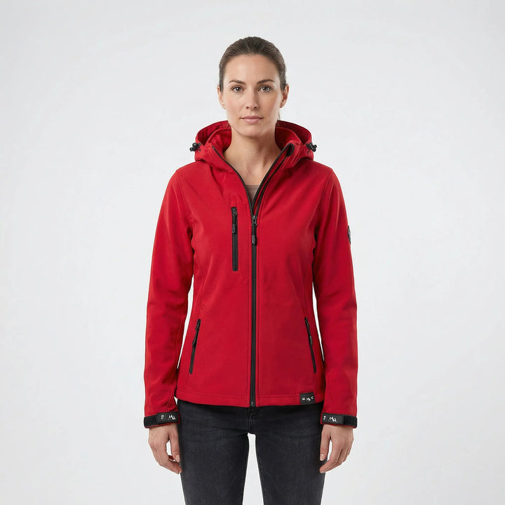 Dames softshell jas met capuchon - Windproof - Rood