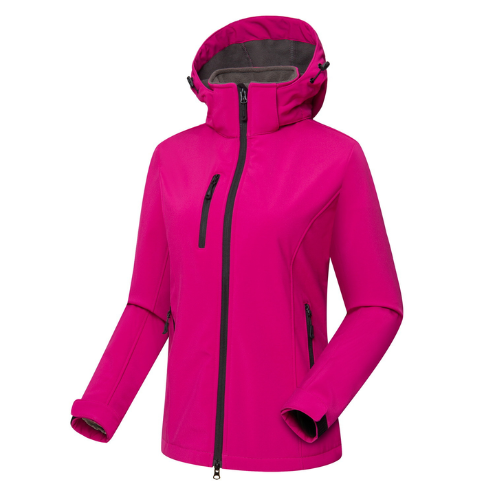 Dames softshell jas met capuchon - Windproof - Roze