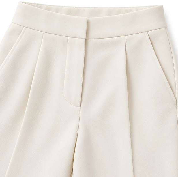 Dames Staande Kraag Blouse en Cropped Broek Set - Minimalistisch