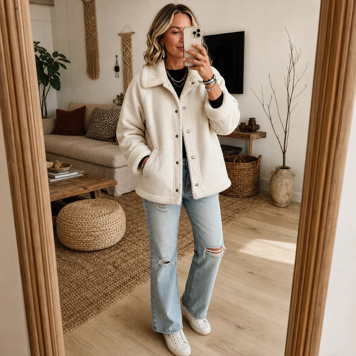 Dames Suède-Look Jas met Shearling - Warm zonder bulk