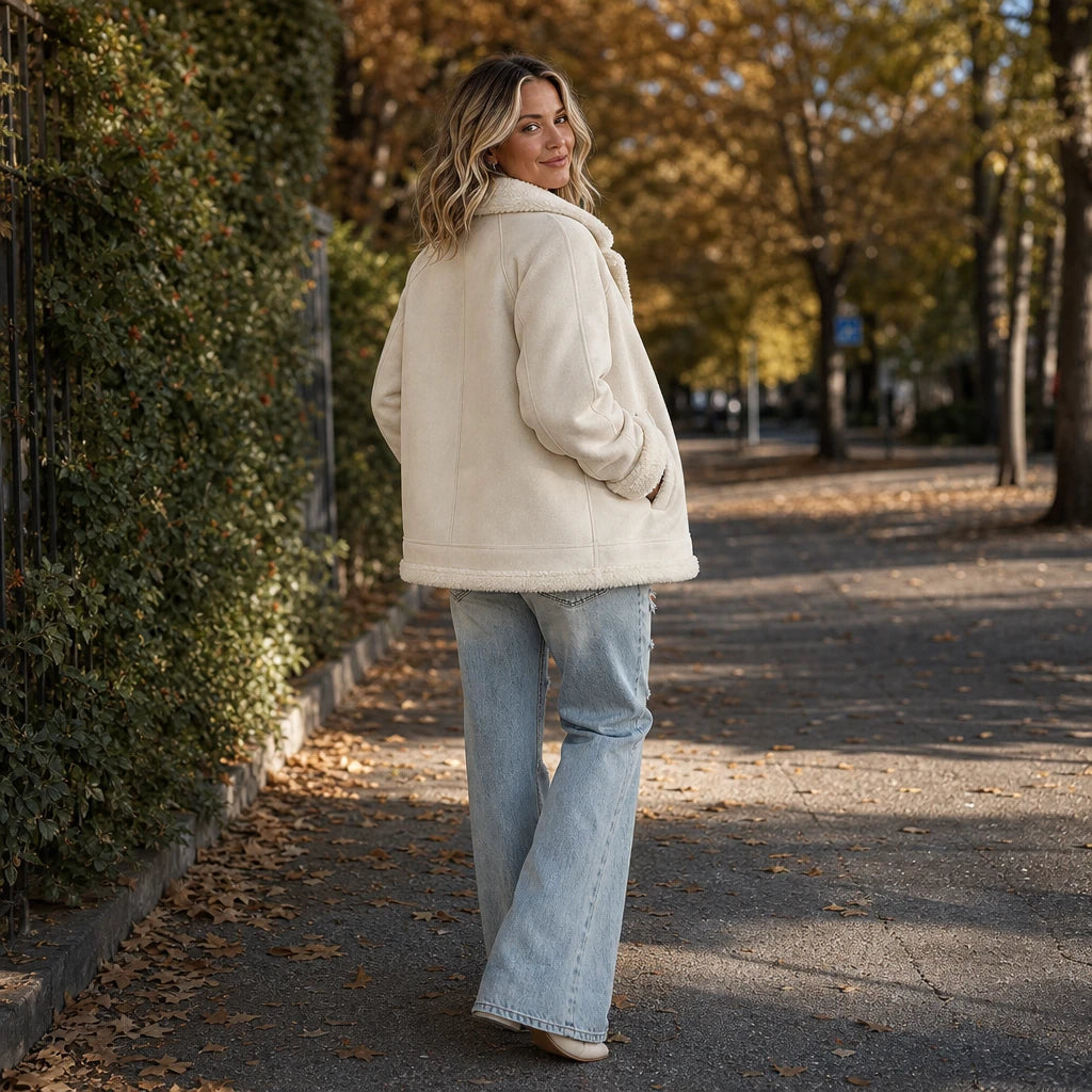 Dames Suède-Look Jas met Shearling - Warm zonder bulk