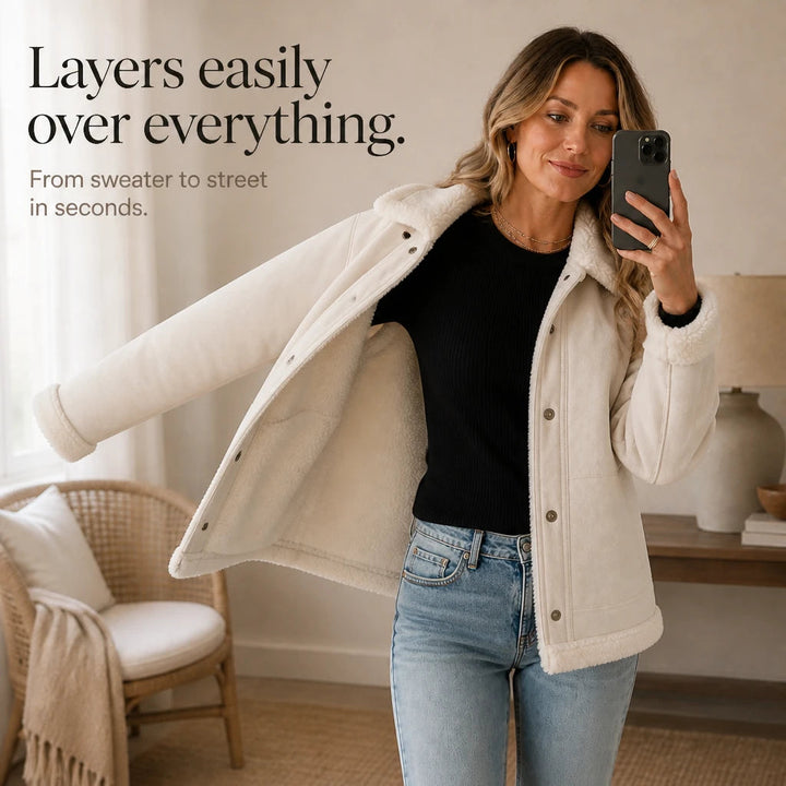Dames Suède-Look Jas met Shearling - Warm zonder bulk