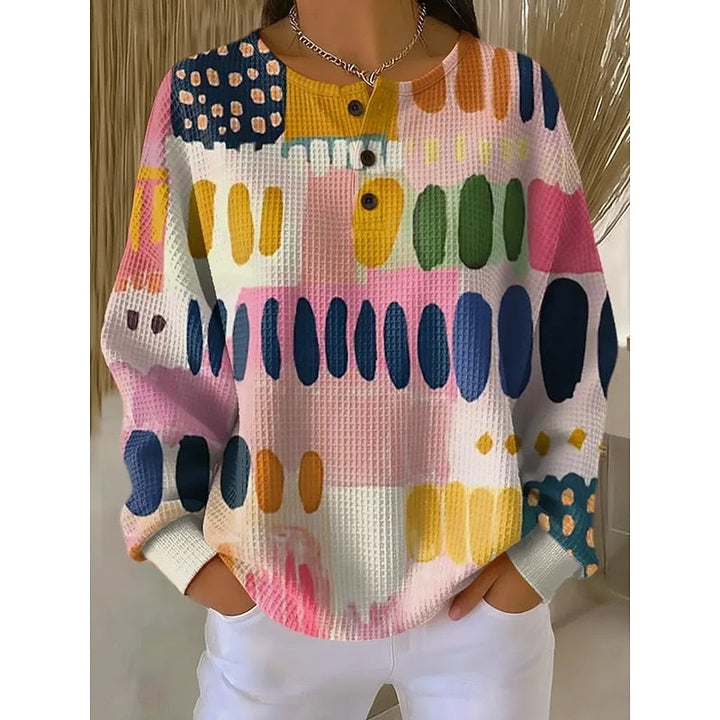 Dames Sweatshirt met Kraag en Print in roze, Comfortabel Dagelijks