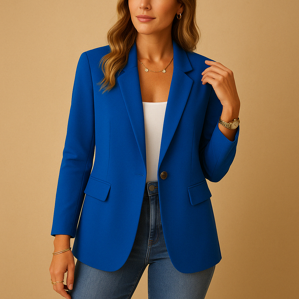 Dames Tailored Blazer in blauw, Klassieke Pasvorm