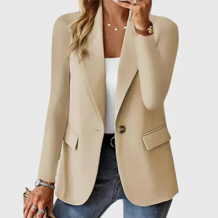 Dames Tailored Blazer in beige, Klassieke Snit