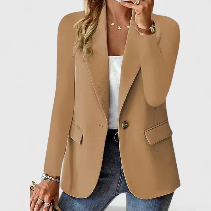 Dames Tailored Blazer in bruin, Klassieke Snit